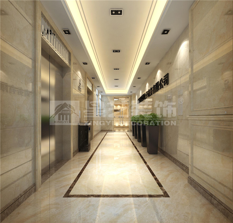 广西某公司办公室760平电梯间装修设计效果图