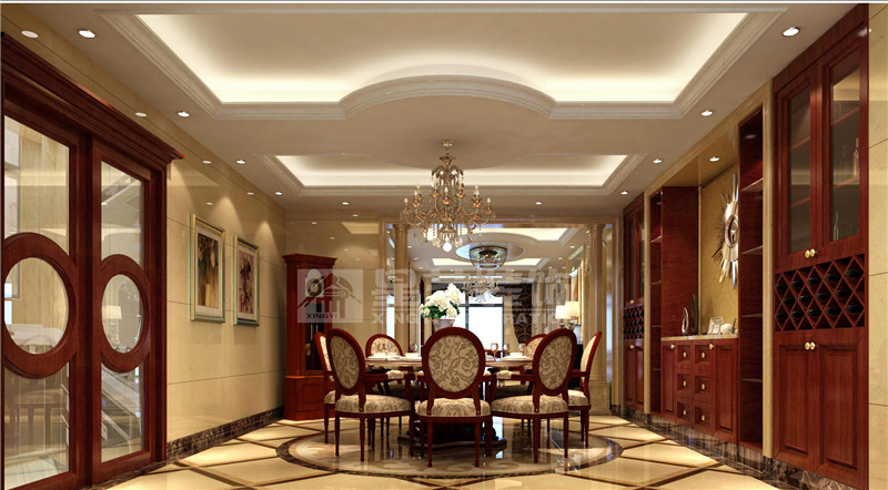 华凯逸悦豪庭400平欧式风格餐厅装修效果图