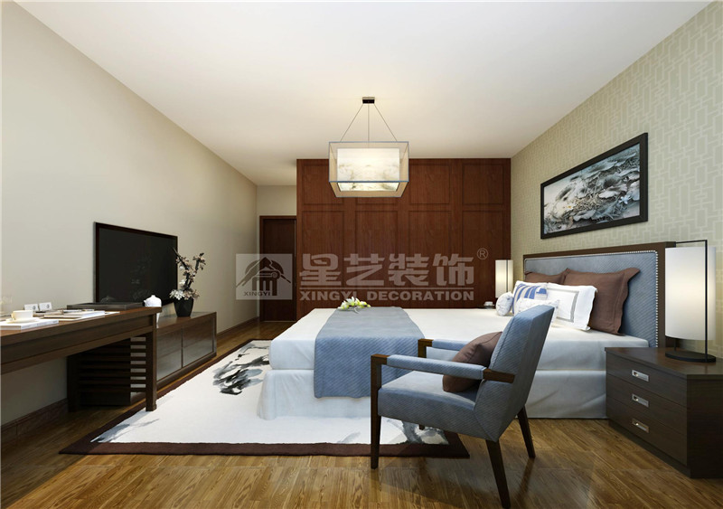 凤景湾140平中式风格卧室装修效果图