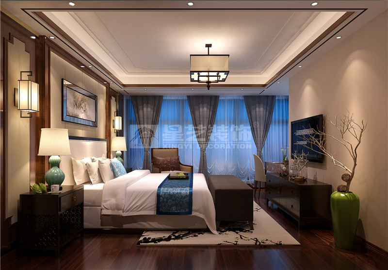 天池山146平新中式风格卧室装修效果图
