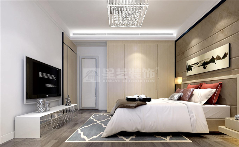凤景湾120平现代风格卧室装修效果图