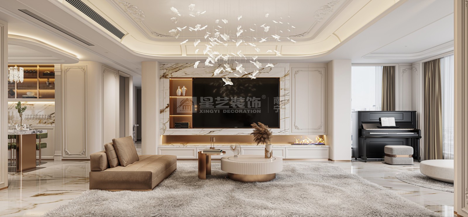 DK国际200平轻法式风格客厅装修效果图