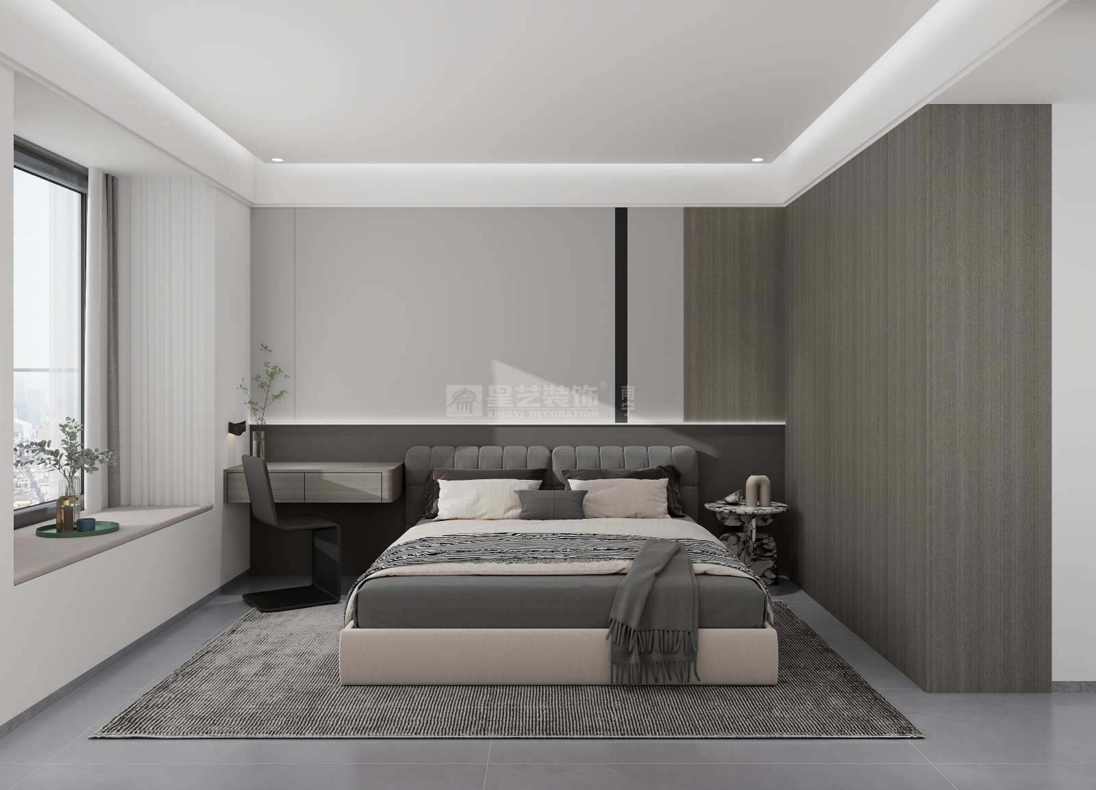 财富广场120平现代风格卧室装修效果图