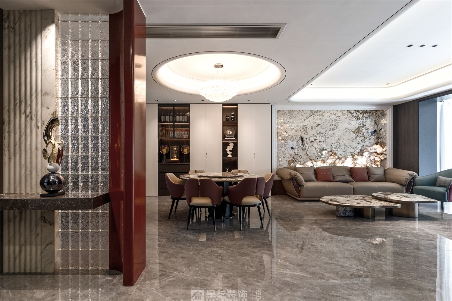 建发五象印月300平现代轻奢餐厅装修效果图