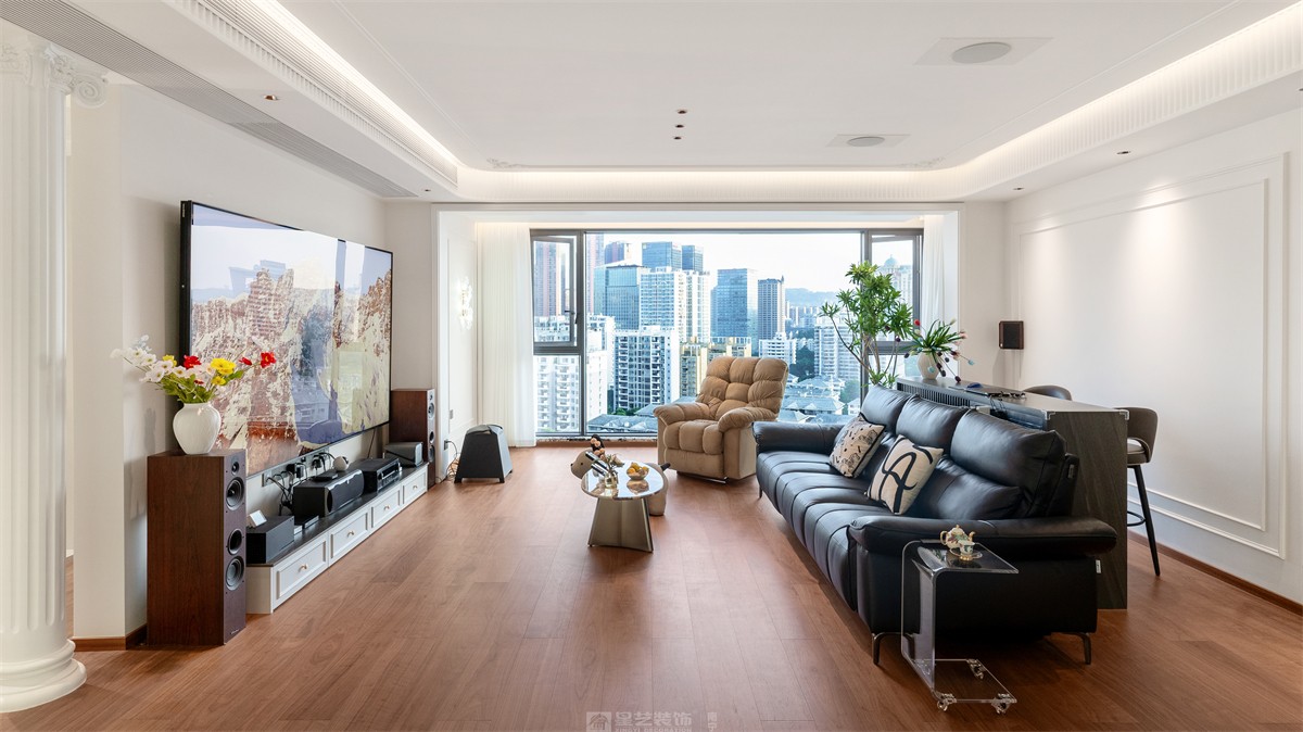 建发缦云143平法式风格客厅装修实景图