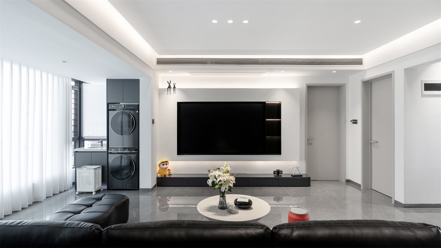 锦云湖光118平现代简约客厅装修实景图