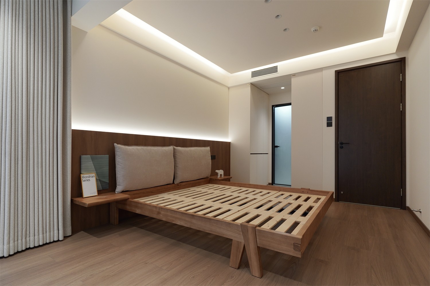 北投溪境119平中古风卧室装修完工实景图