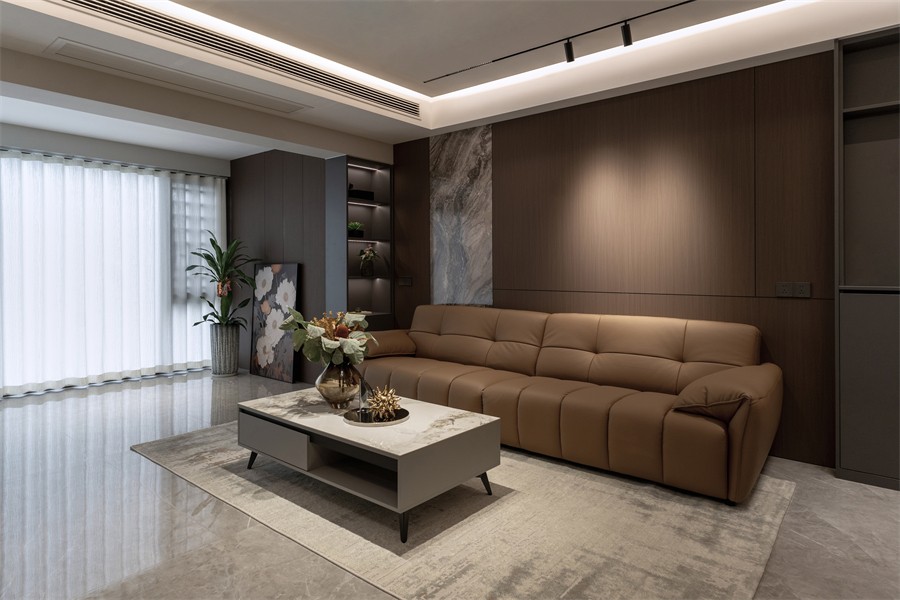 东方尊府117平现代风格客厅装修完工实景图